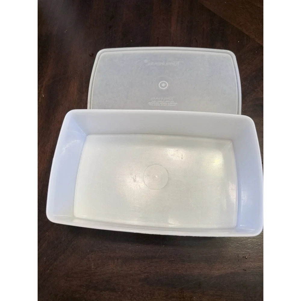 Vintage Tupperware Clear Rectangle Storage Container 11 X 7 X 2